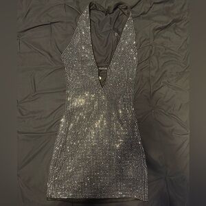 NWT Black Windsor Halter Dress with Rhinestones